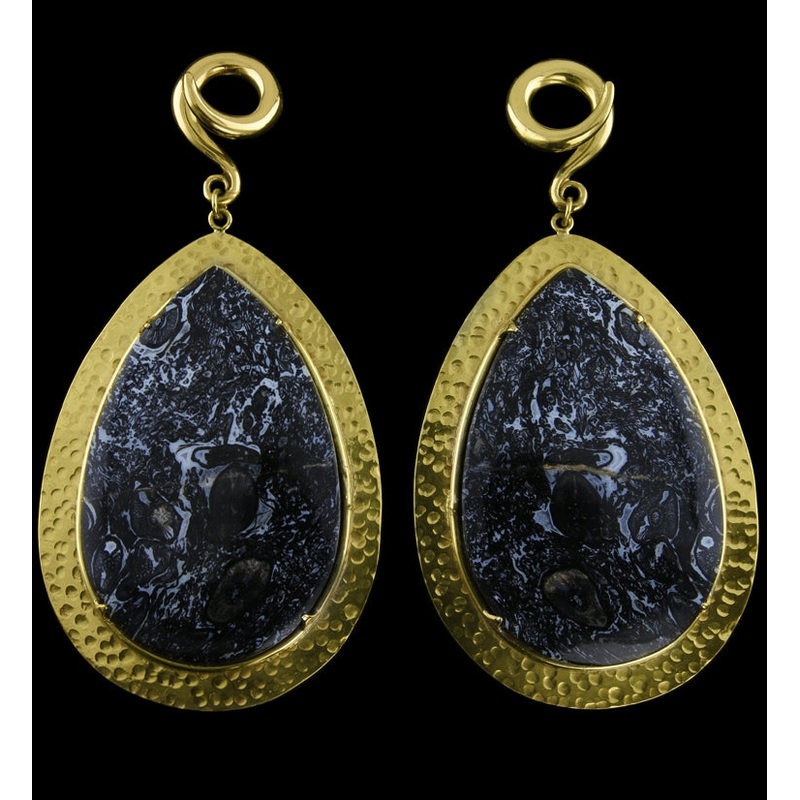 Hammered Lament Palm Root Stone Ear Weights