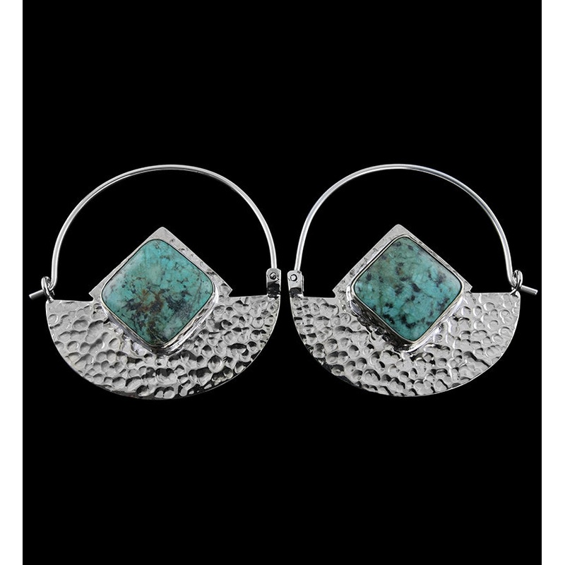 14G Accord Chrysocolla Stone White Brass Hangers