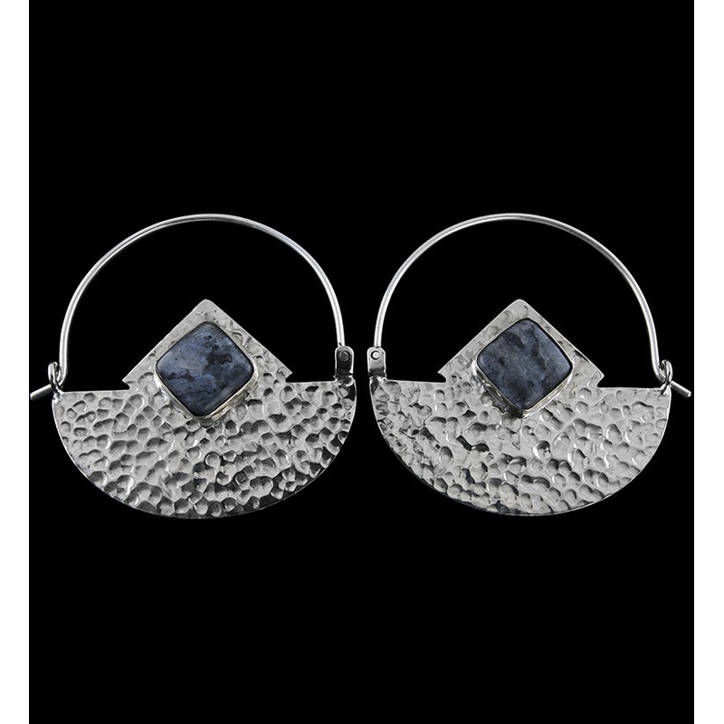 14G Accord Larvikite Stone White Brass Hangers