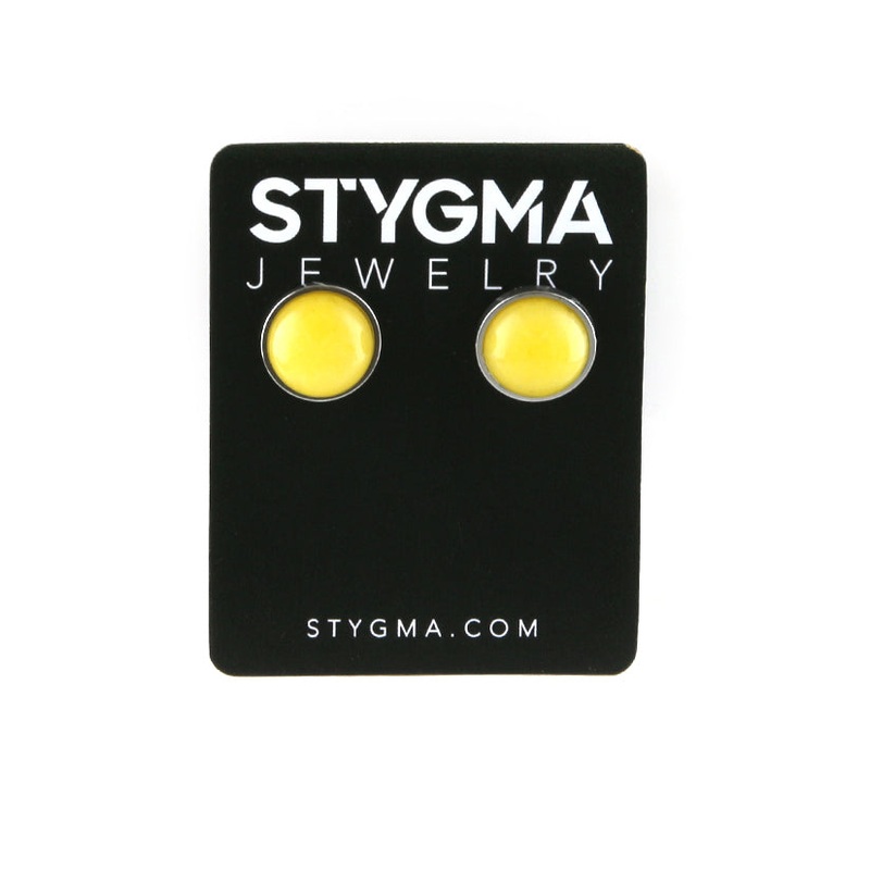 Yellow Jade Stone Stud Earrings