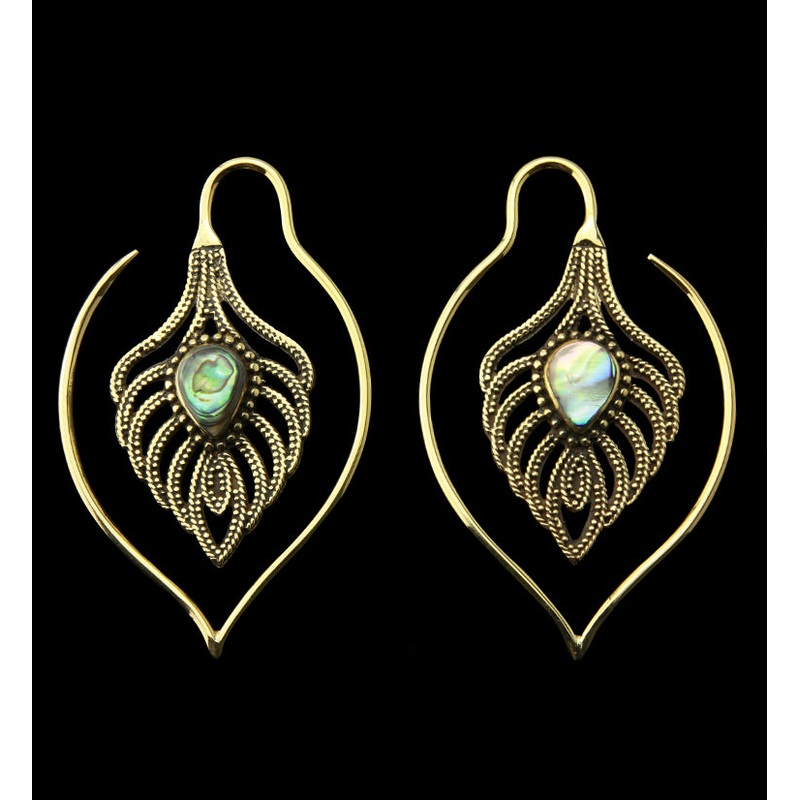 12G Willow Abalone Brass Ear Weights