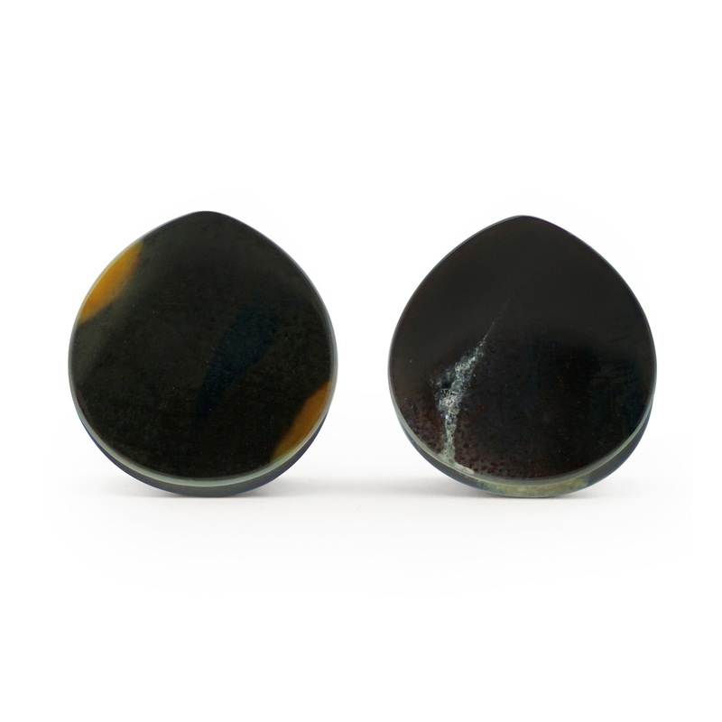 00G (10mm) Timor Agate Teardrop Double Flare Plugs Version 1