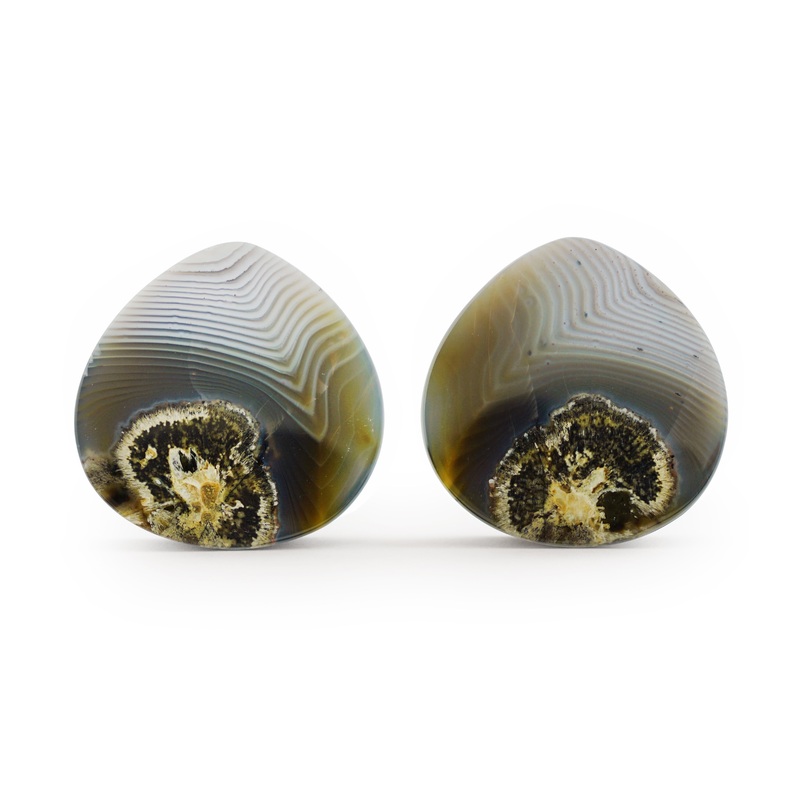 1 & 1/2″ (38mm) Timor Agate Teardrop Double Flare Plugs Version 1
