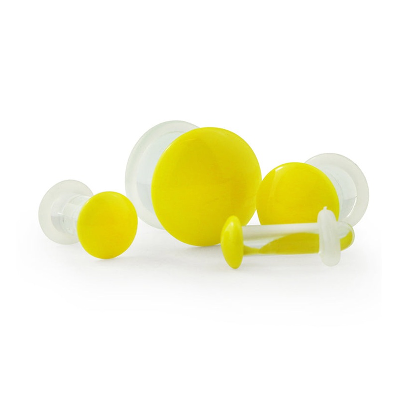 Yellow Color Front Single Flare Glass Plugs 12G (2mm) (pair)