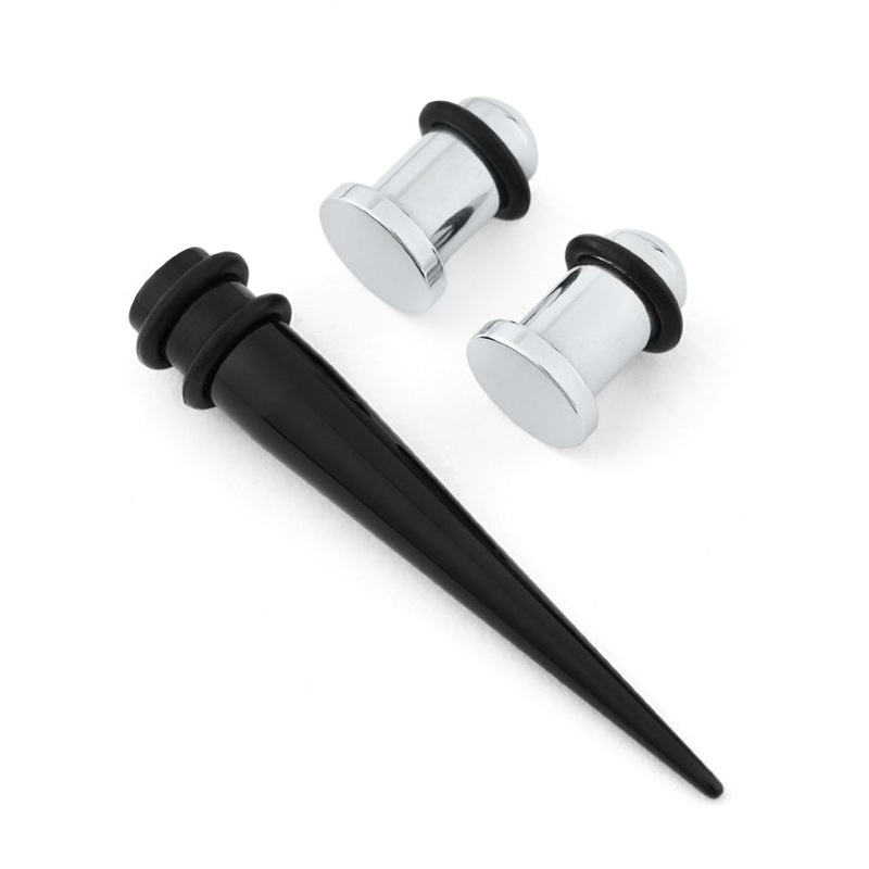 1 Gauge Ear Stretching Kit With Solid Plugs