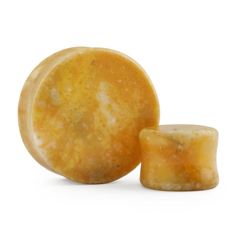 Yellow Burmese Stone Plugs 6G (4mm) (pair)