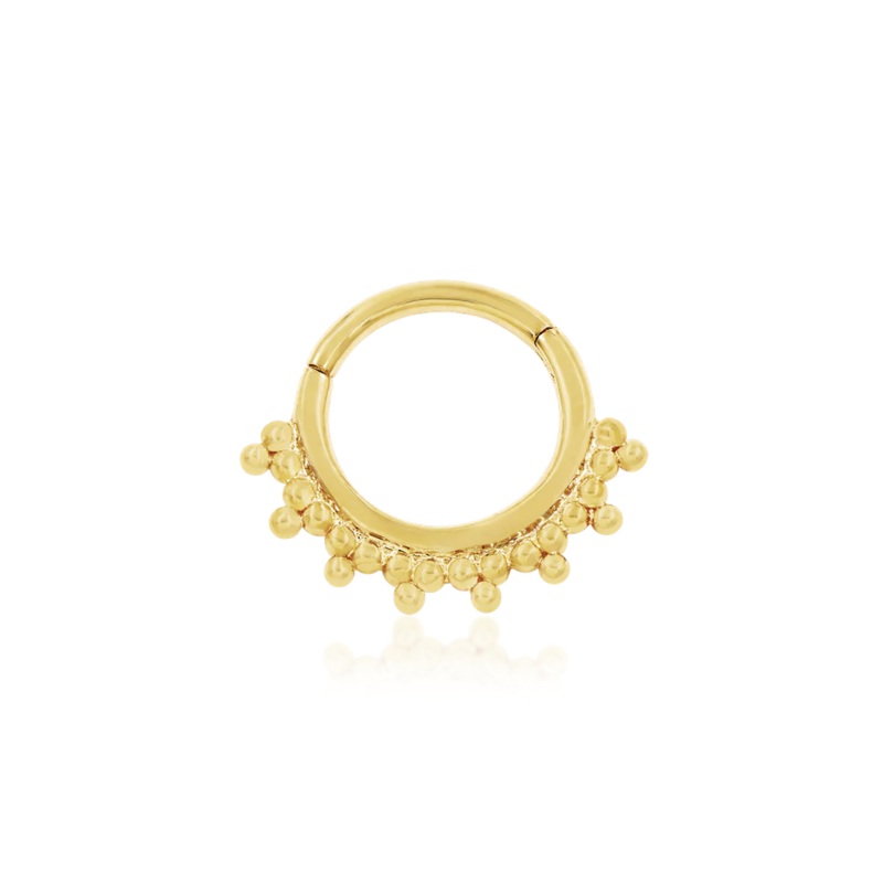 Gold Tri-Bead Clicker from Junipurr 14K Yellow Gold 16 G 5/16″ (8mm)