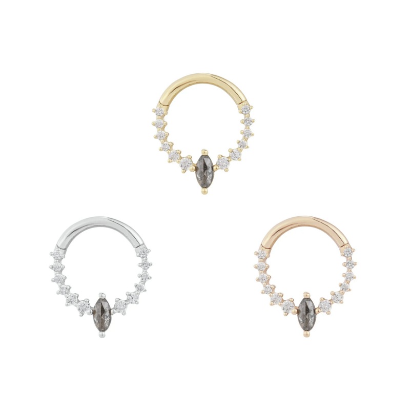 Phantom Clicker with Grey Diamond and CZ From Buddha 14K Yellow Gold