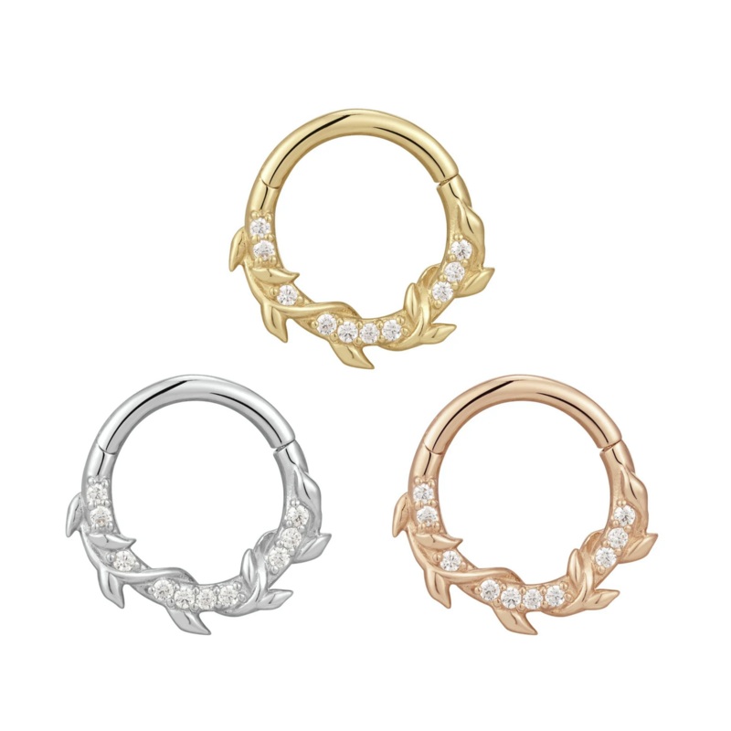 Wild Hearts Clicker with CZ From Buddha 14K Yellow Gold
