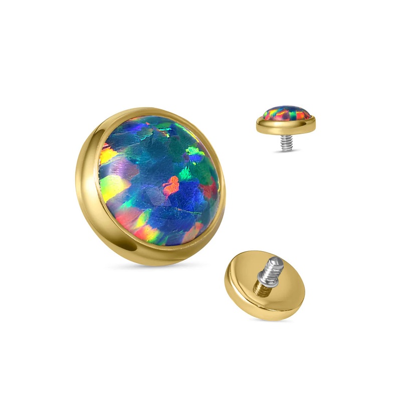 Dermal Bezel with Opal from Norvoch 14K 2MM Yellow