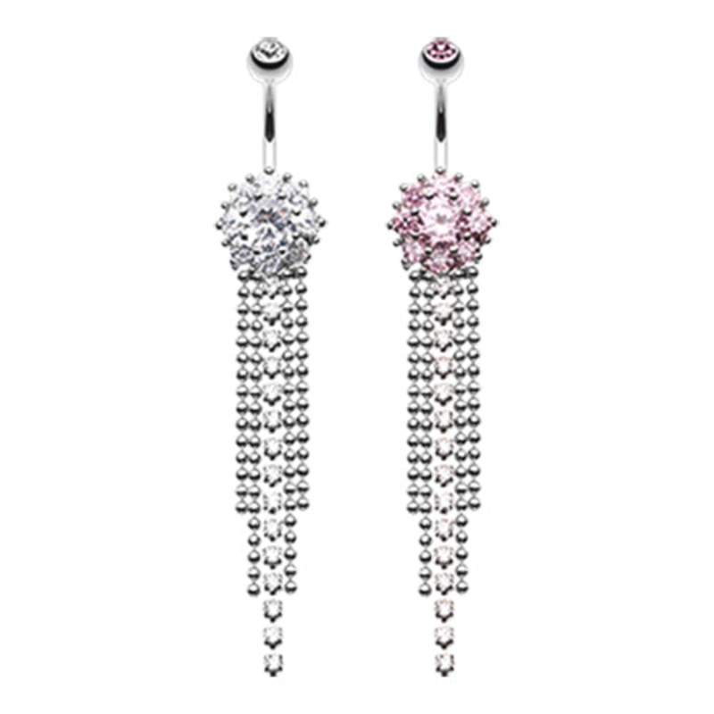 Bedazzled Waterfall Belly Button Bar Crystal