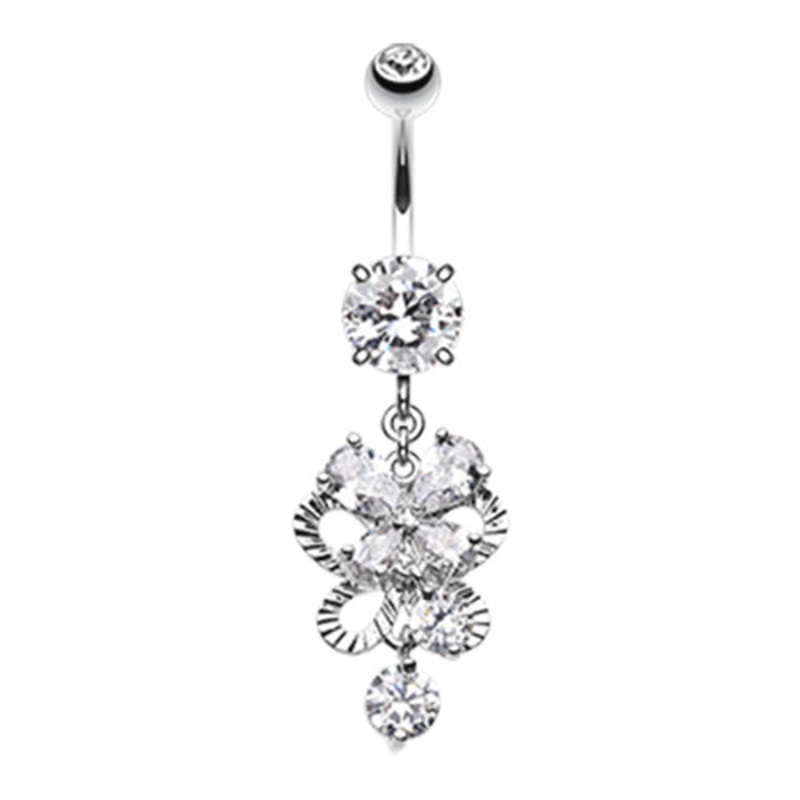 Butterfly Flurry Stack Belly Dangle Crystal
