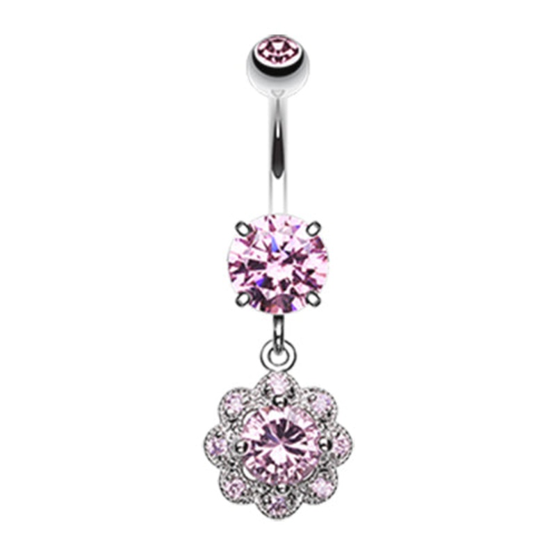 Flowers in Prague Belly Dangle Crystal