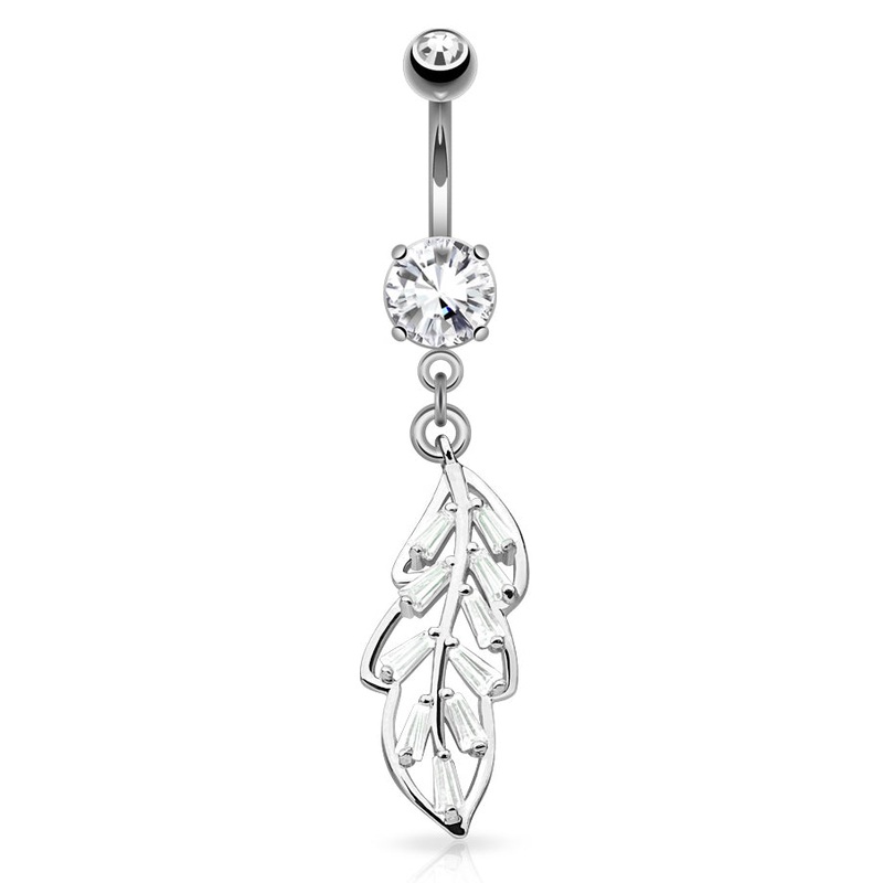 Jungle Gems Leaflet Belly Dangle Crystal