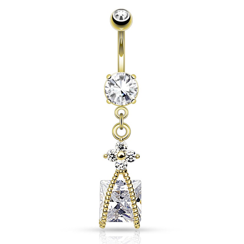 Petal Spell Belly Dangle with Gold Plating Crystal