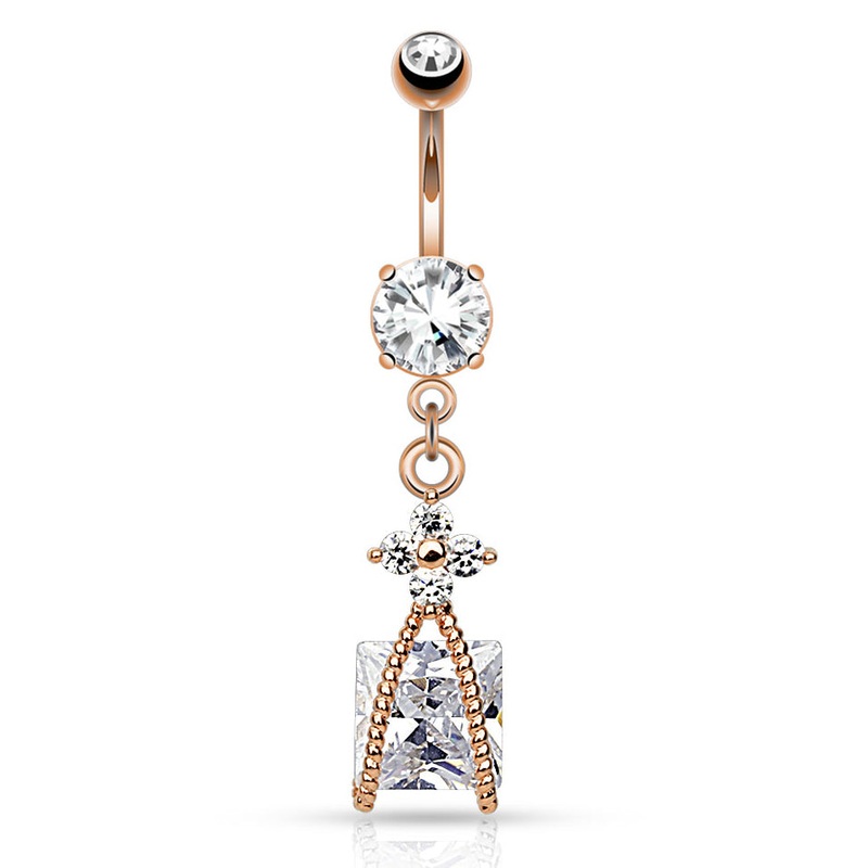 Petal Spell Belly Dangle with Rose Gold Plating Crystal