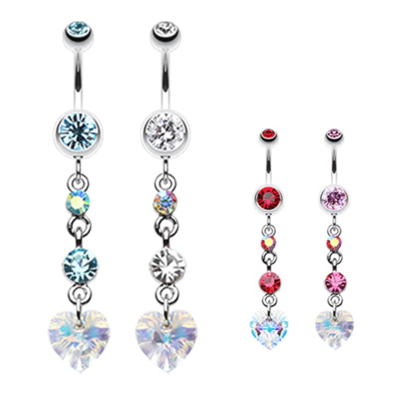 Prism Heart Drop Navel Ring Aquamarine