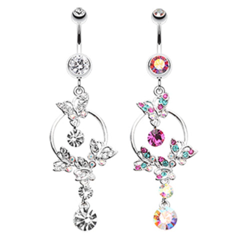 The Butterfly Circuit Navel Ring Aurora Borealis