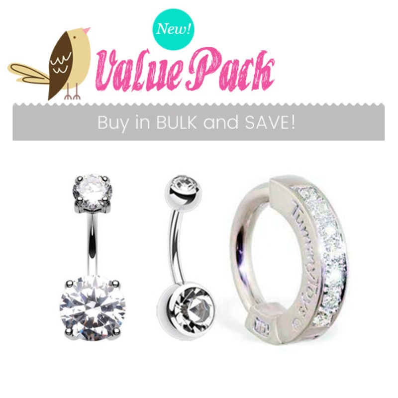 VALUE PACK 3 X Classic Crystal Craze Belly Ring Essentials Crystal
