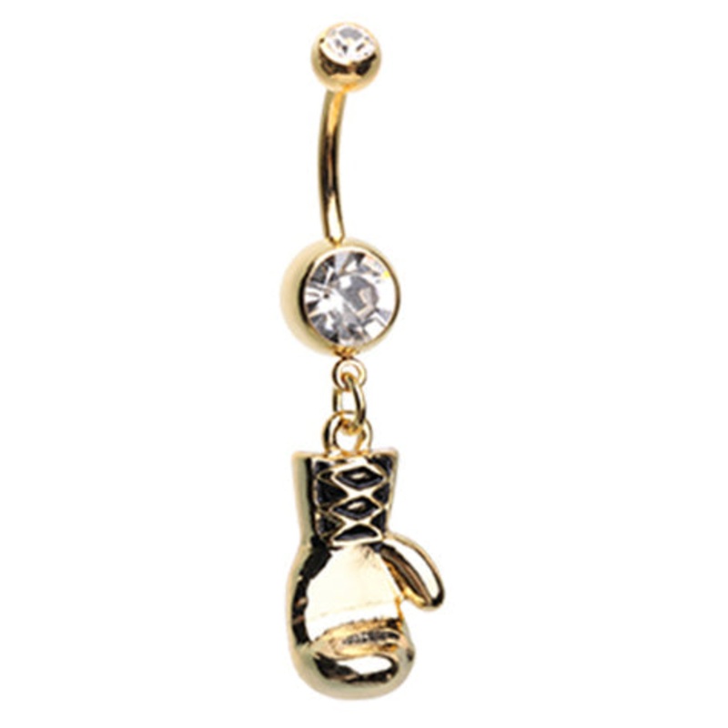 Warriors Boxing Glove Belly Dangle Crystal