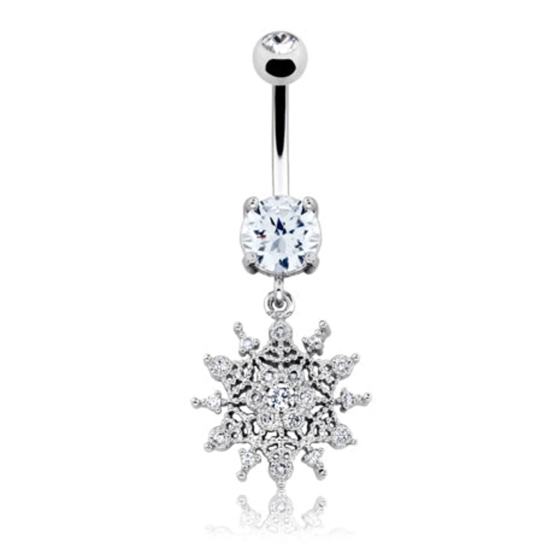 Winter Chills Snowflake Belly Bar Crystal