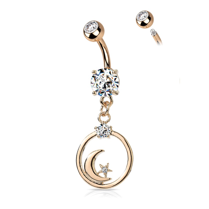 Alla Luna Belly Button Dangle with Rose Gold Plating Crystal