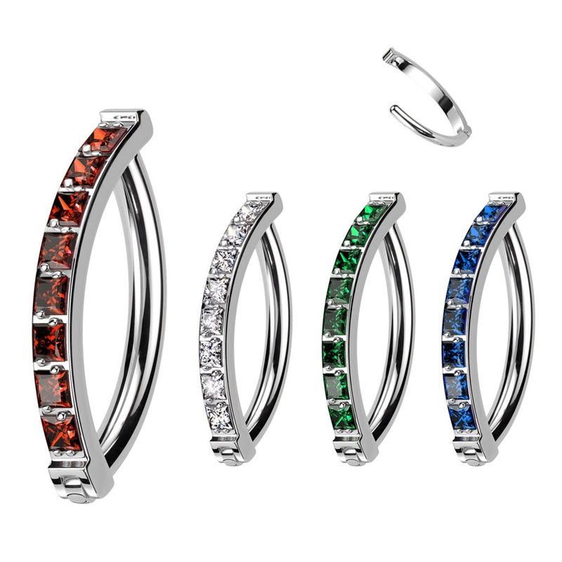 Implant Grade Titanium Paved Luxe Hinged Belly Clicker Crystal