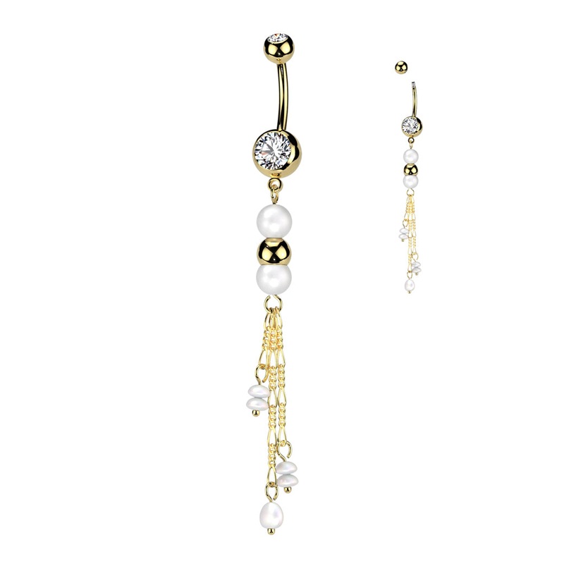 Vintage Pearl Belly Chandelier with Gold Plating Crystal