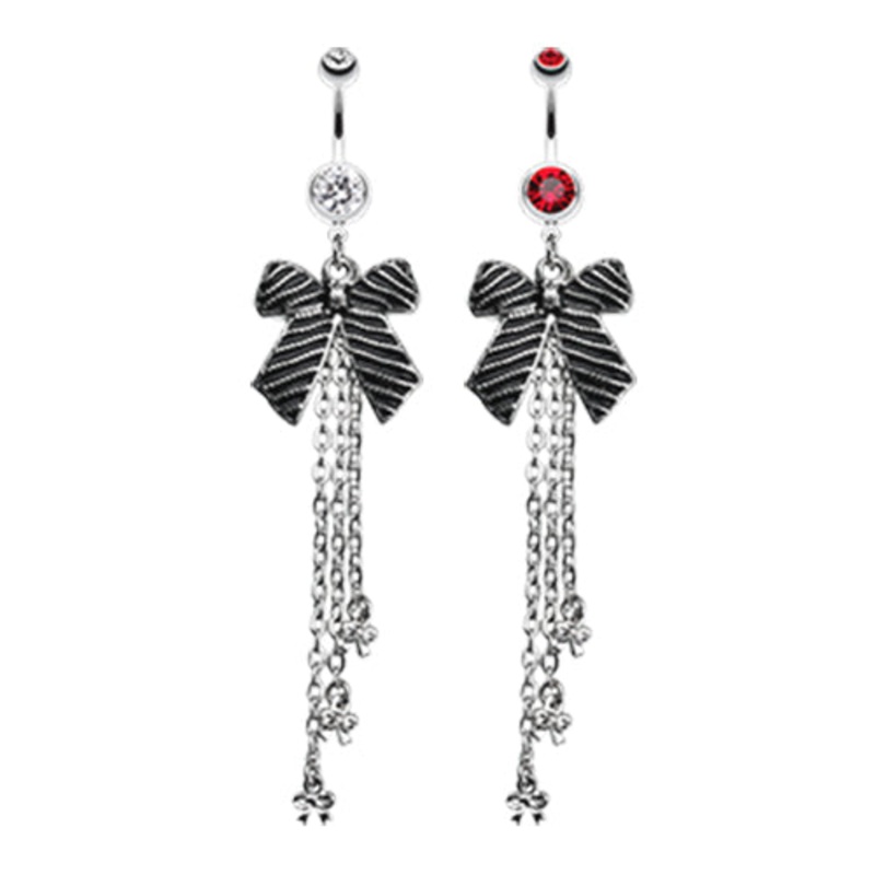 Antique Tasseled Ribbon Belly Dangle Red