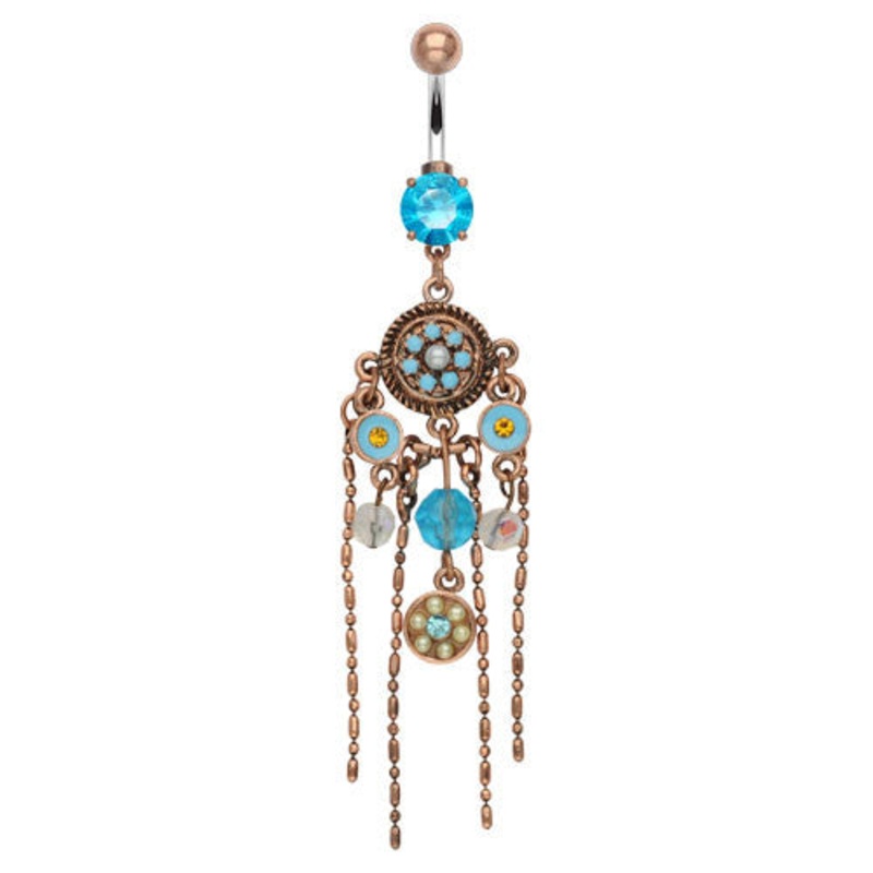 Vintage Aqua Chandelier Belly Ring 3/8” (10mm)