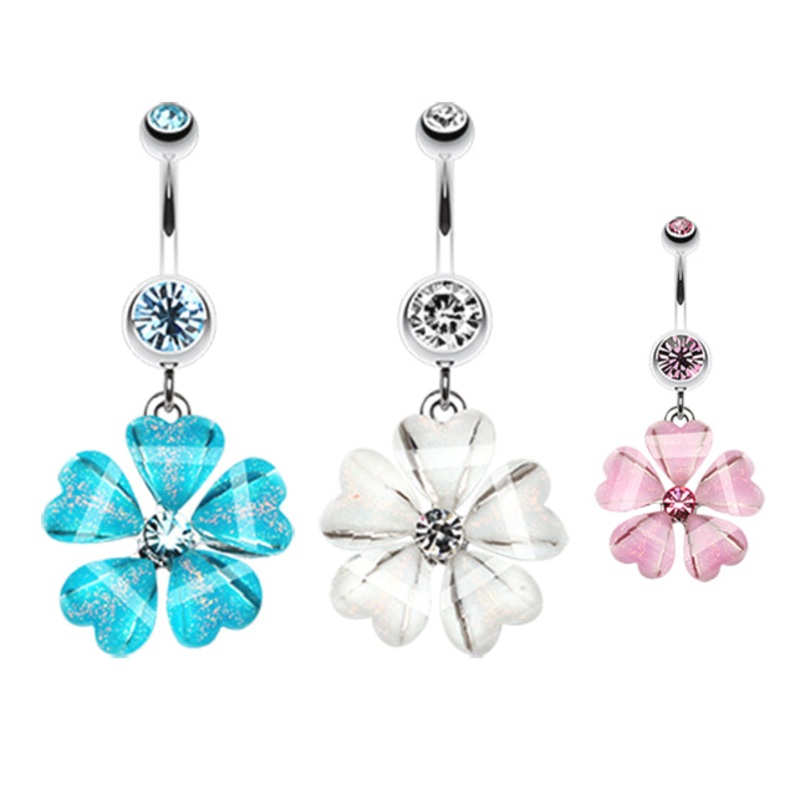 Waikiki Flower Belly Button Ring Crystal