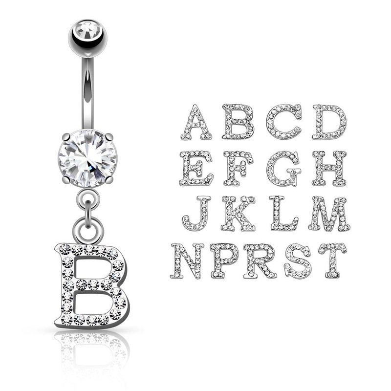 Alphabet Letter Initial Navel Bars Letter A Crystal