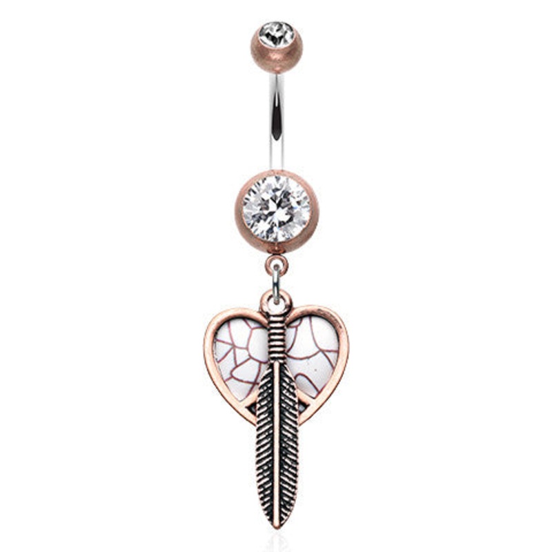 White Turquoise Heart Navel Bar Crystal