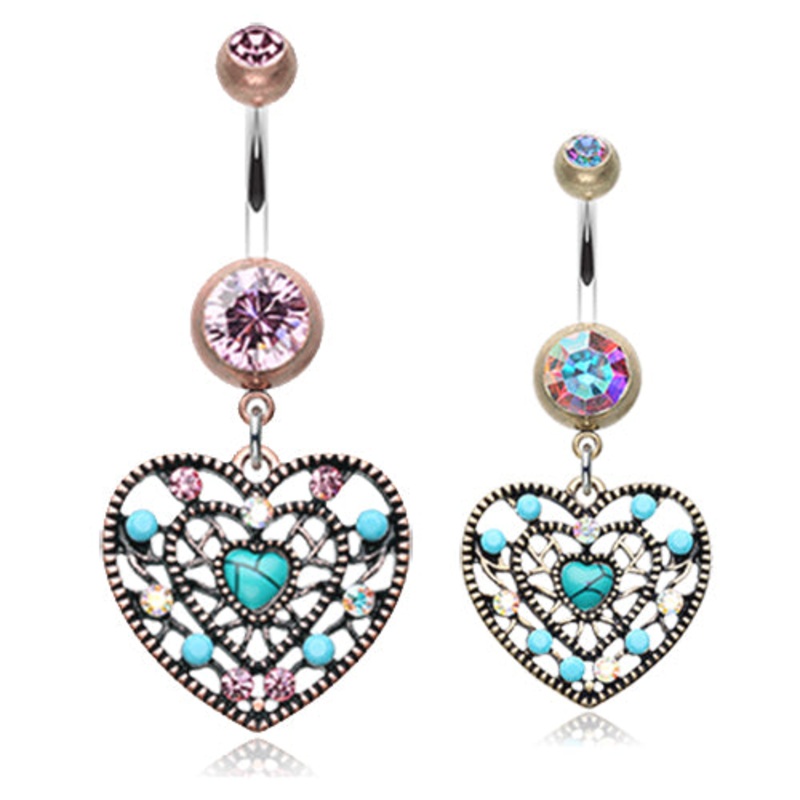 Vintage Turquoise Romance Belly Ring Aurora Borealis 3/8” (10mm)