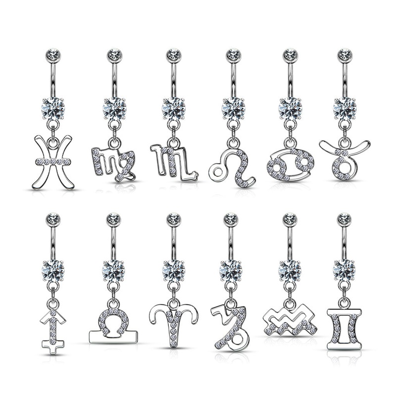 Zodiac Dangling Belly Bar Aries