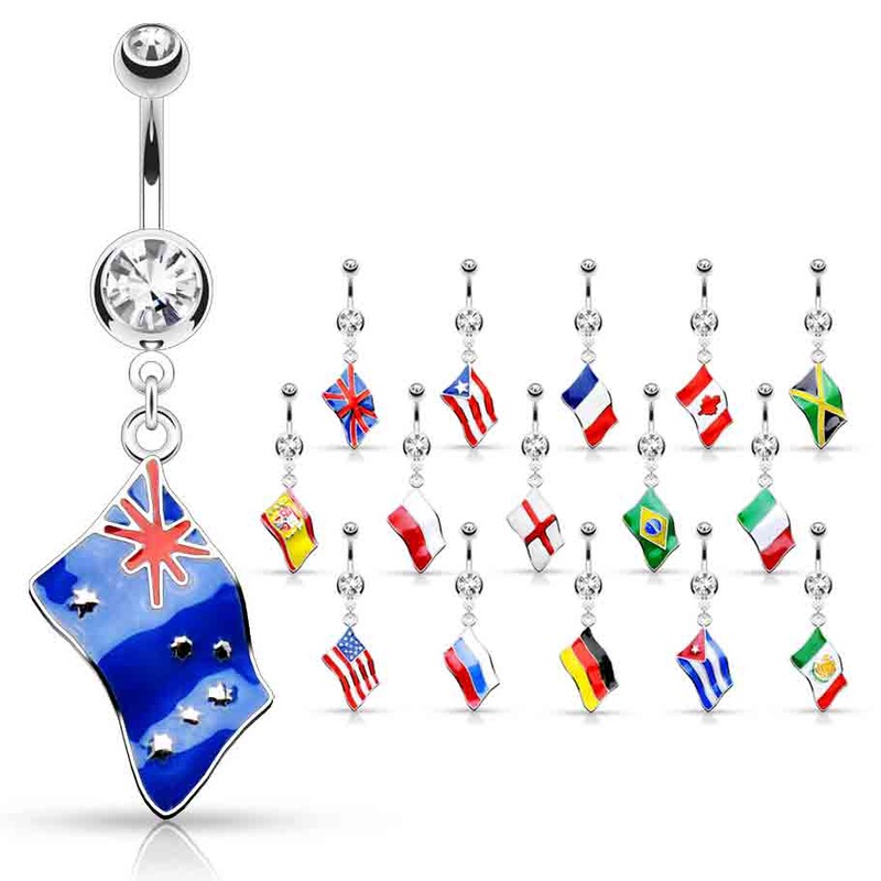 Around the World Flag Belly Rings Australian