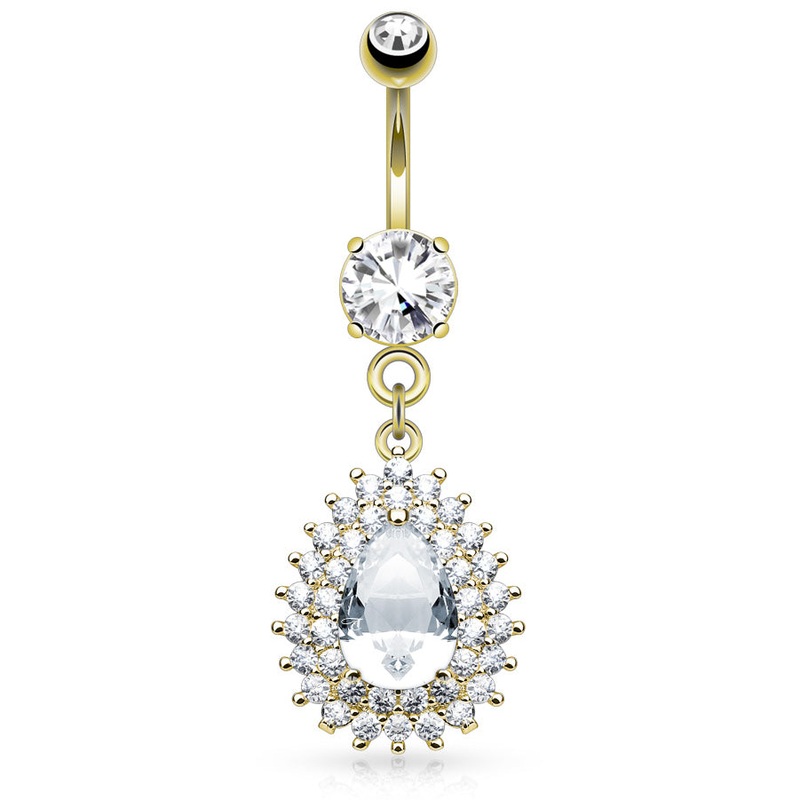 Astrid Gold Belly Dangle with Gold Plating Crystal