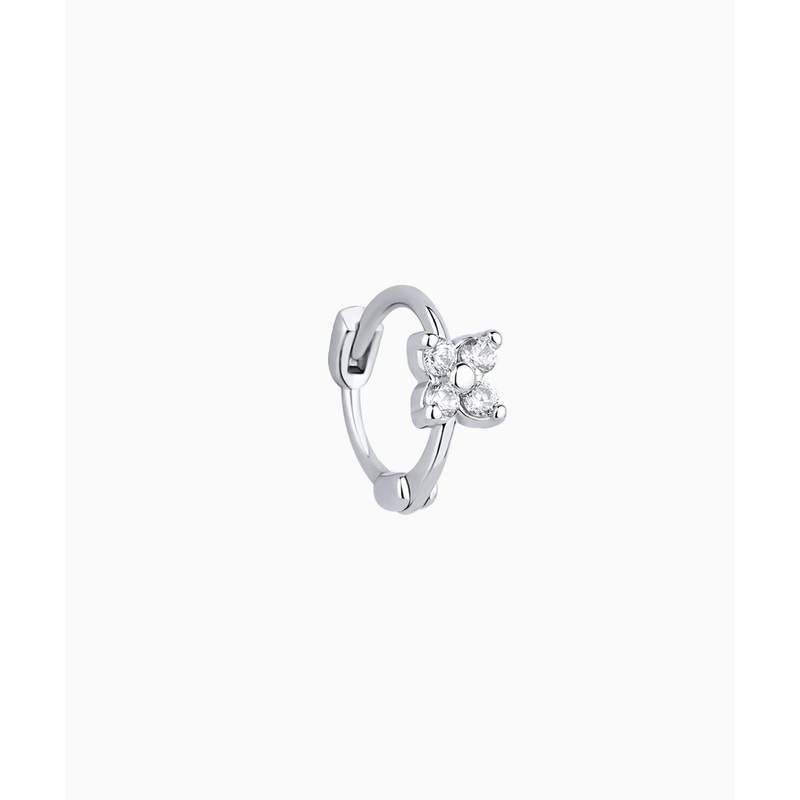 Bella Flower Helix Hoop White Gold