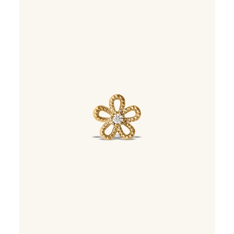 Floral Flatback Stud Gold
