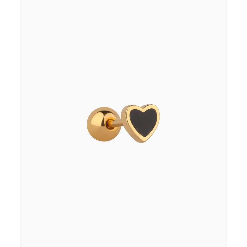 Inspiring Black Heart Stud Gold