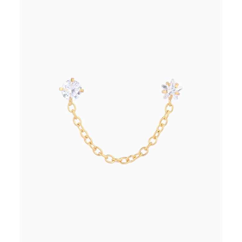 Sparkling Star Chain Earring Gold