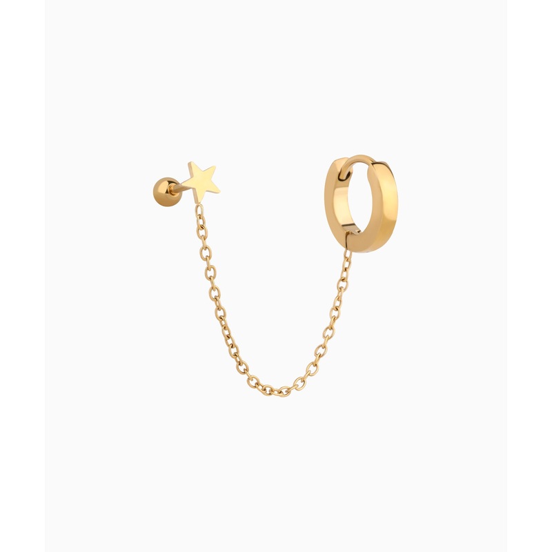 Simple Star Chain Earring Gold