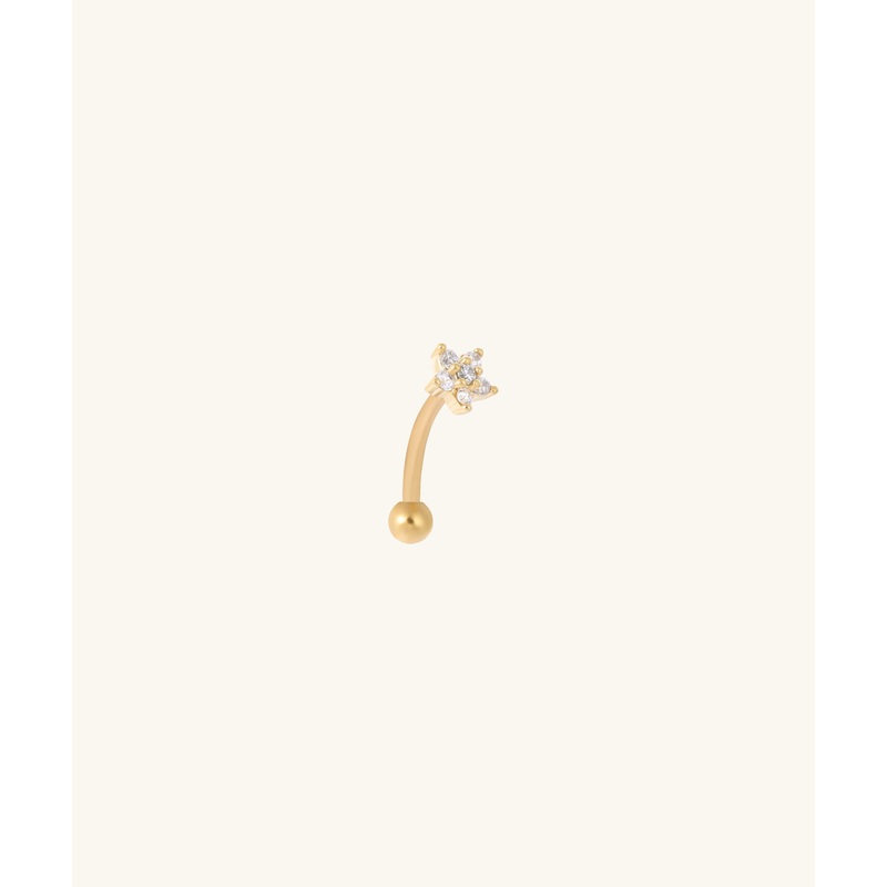 Sparkle Flower Curved Barbell Gold