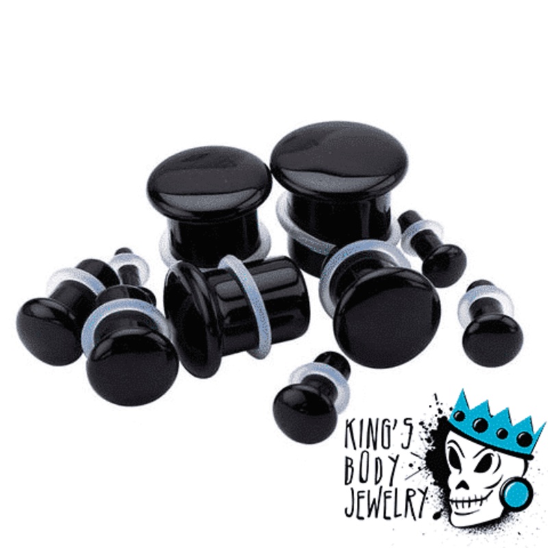 Black Agate Single Flare Stone Plugs (6 guage – 9/16 inch) 6 g