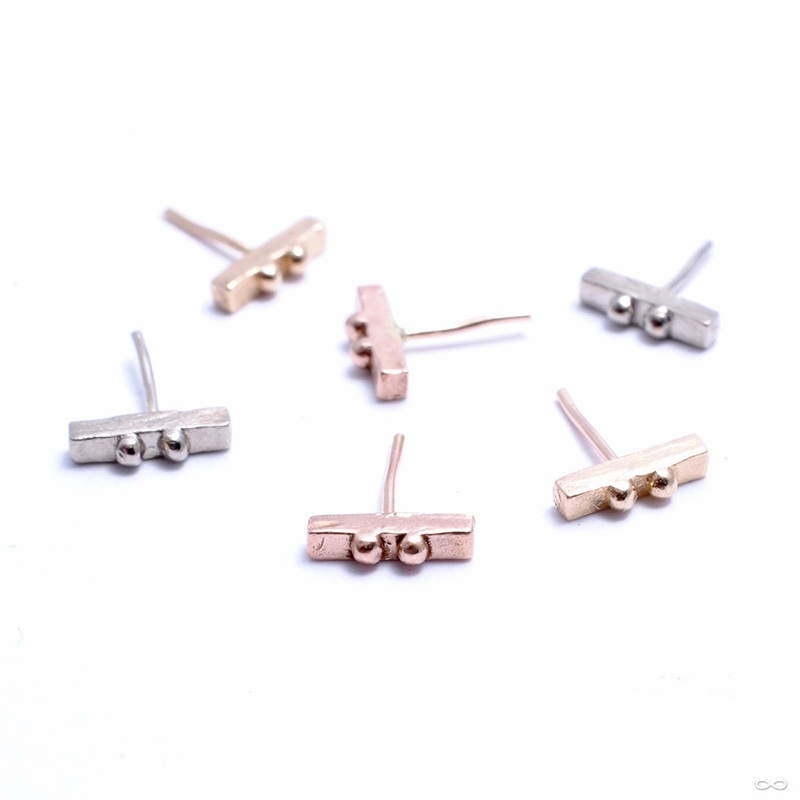 2 Dots 1 Bar Press-fit End in Gold from Pupil Hall 14k Rose Gold