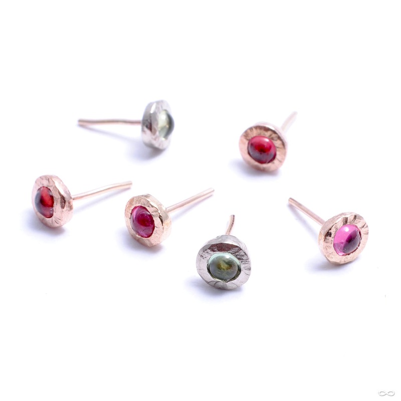 Clementine Press-fit End in Gold from Pupil Hall 14k Rose Gold Green Sapphire