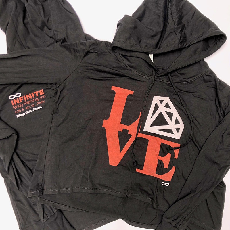 LOVE/Bling Cropped Hoodie XS Black