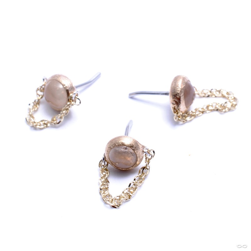 Luh You Mean It Press-fit End in Gold from Pupil Hall 14k Yellow Gold Moonstone