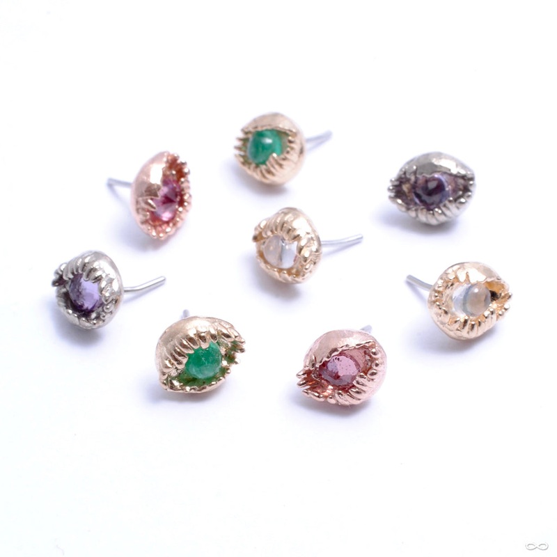 Peek Press-fit End in Gold from Pupil Hall 14k Rose Gold Faceted Garnet