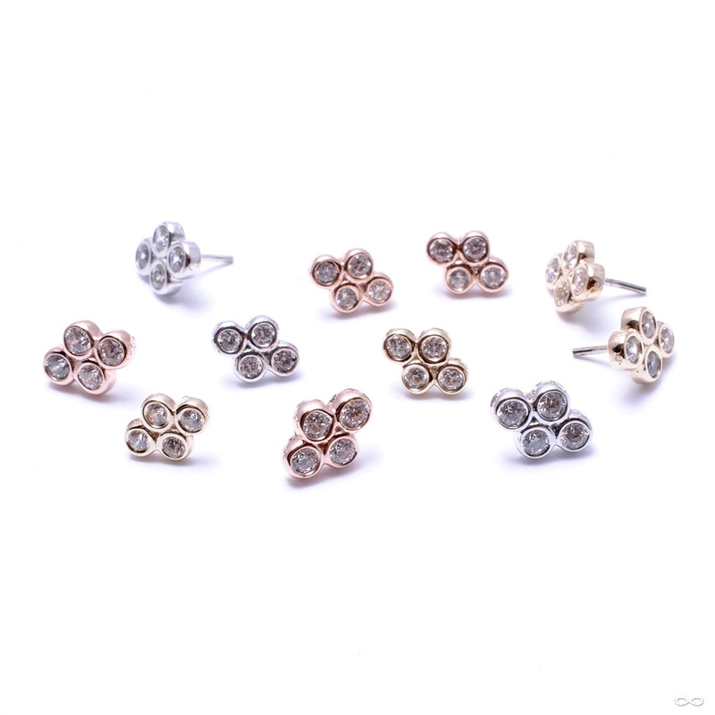 Quad Bezel Cluster Press-fit End in Gold from BVLA 14k Rose Gold Clear CZ Small